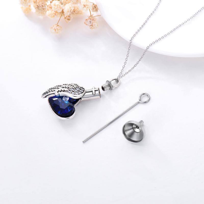 Sterling Silver Heart Crystal Urn Necklace For Ashes-4