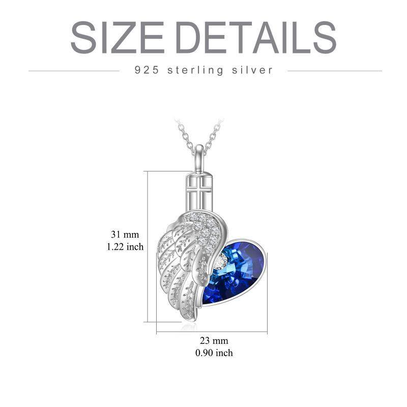 Sterling zilveren hart Crystal Urn ketting voor as-5