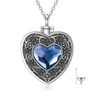 Sterling Silver Heart Crystal Urn Necklace For Ashes For Women Best Friends-36