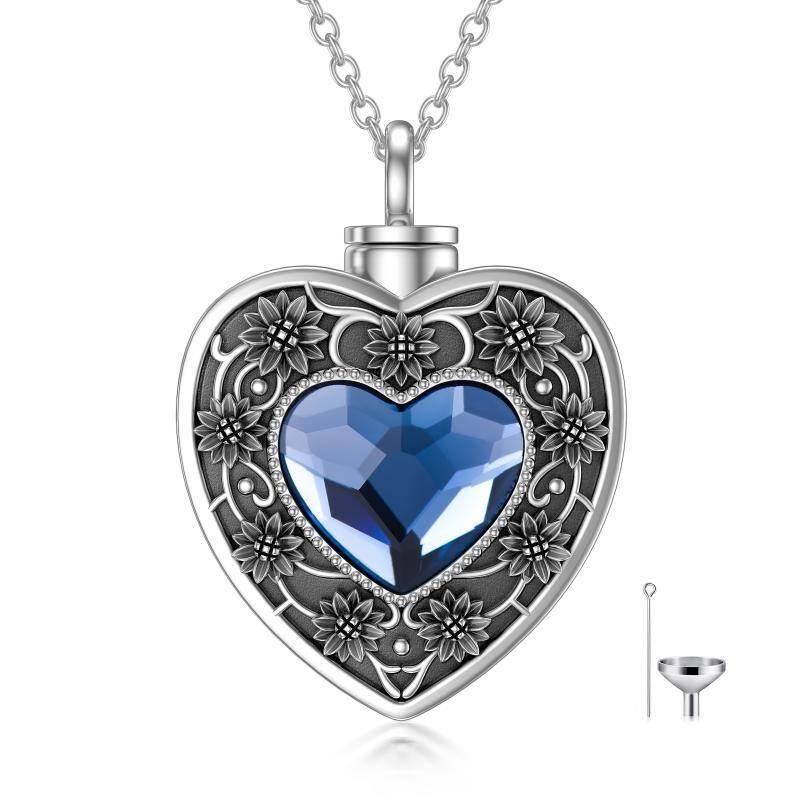 Collar de urna de plata de ley con forma de corazón y cristal para cenizas para mujeres y mejores amigas-17