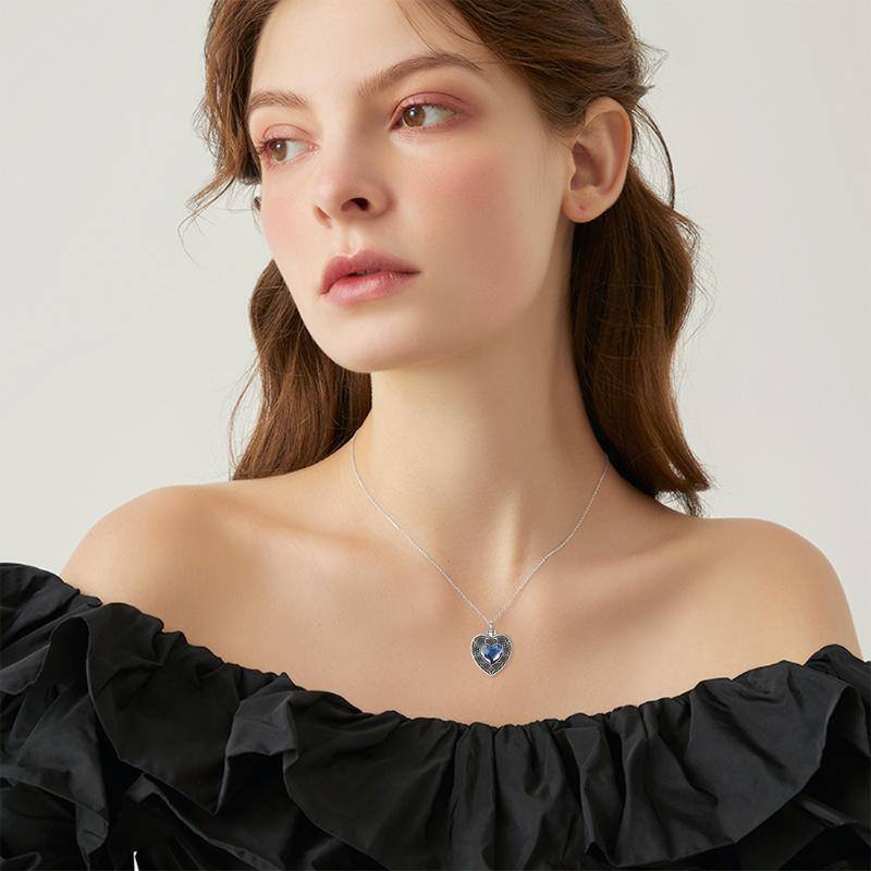 Collar de urna de plata de ley con forma de corazón y cristal para cenizas para mujeres y mejores amigas-2