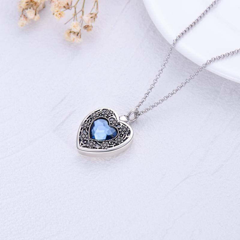 Collar de urna de plata de ley con forma de corazón y cristal para cenizas para mujeres y mejores amigas-4