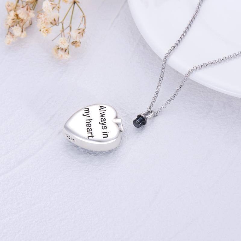 Collar de urna de plata de ley con forma de corazón y cristal para cenizas para mujeres y mejores amigas-5