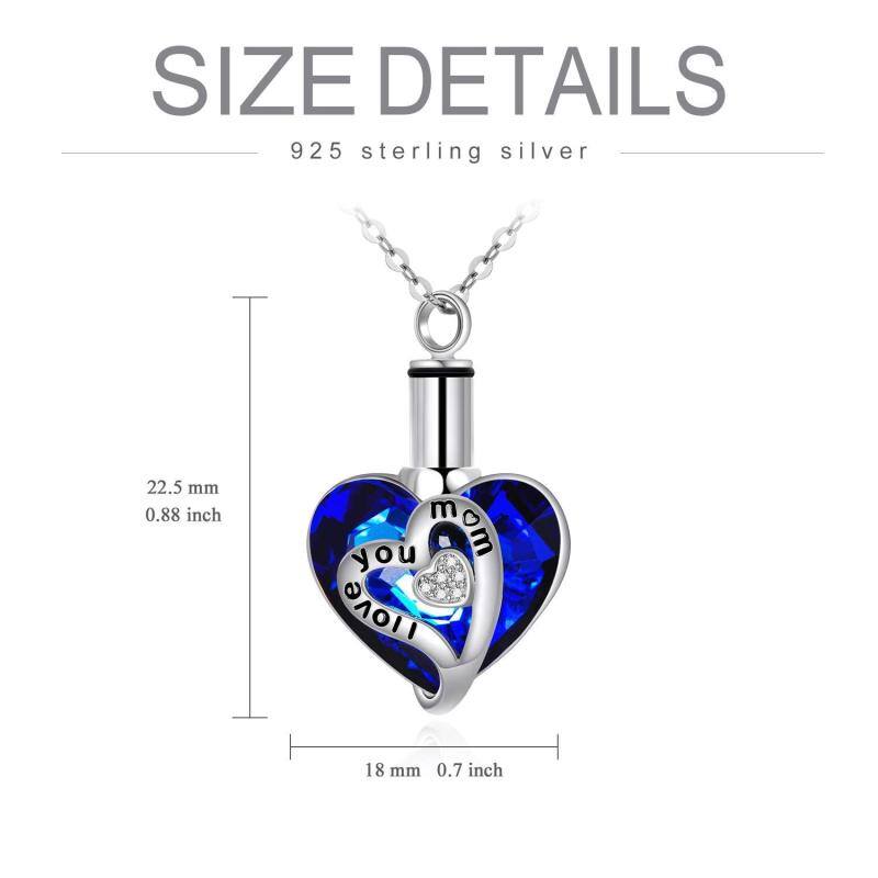 Collar de urna de cristal con forma de corazón de plata de ley para cenizas-5