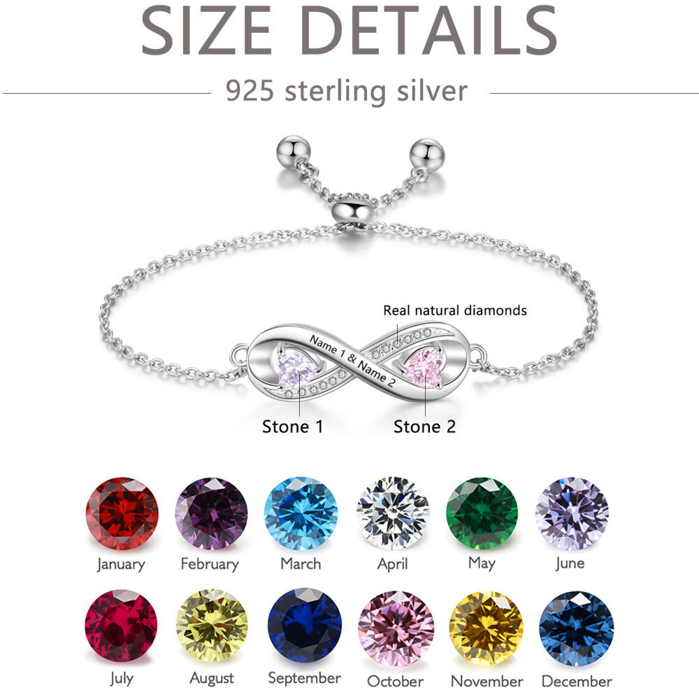 Sterling Silver Heart Shaped Diamond Infinite Symbol Charm Bracelet-5