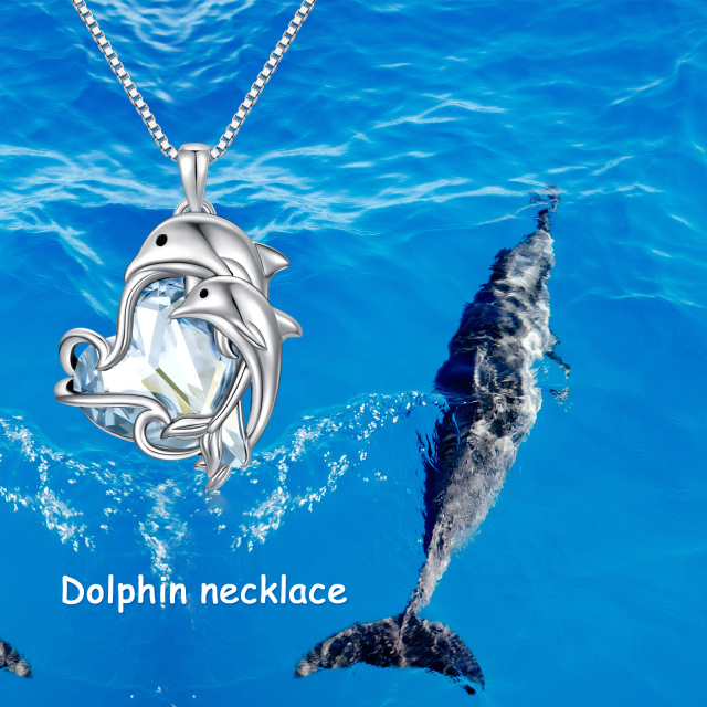 Collier en argent sterling avec pendentif dauphin en forme de coeur en cristal-6