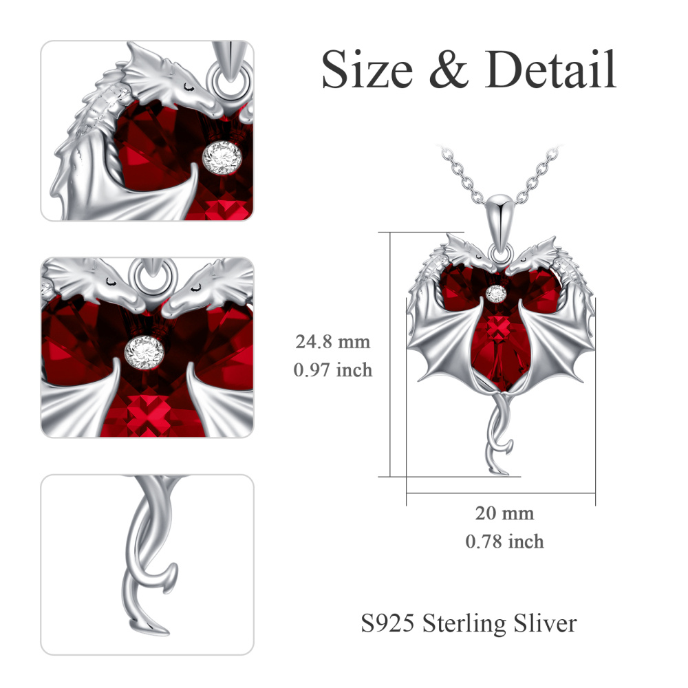 Collier avec pendentif dragon en argent sterling et cristal pour femme-4