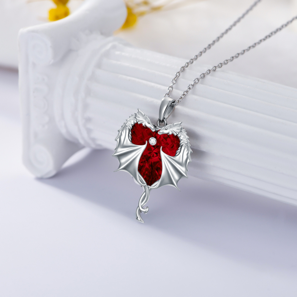 Collier avec pendentif dragon en argent sterling et cristal pour femme-5