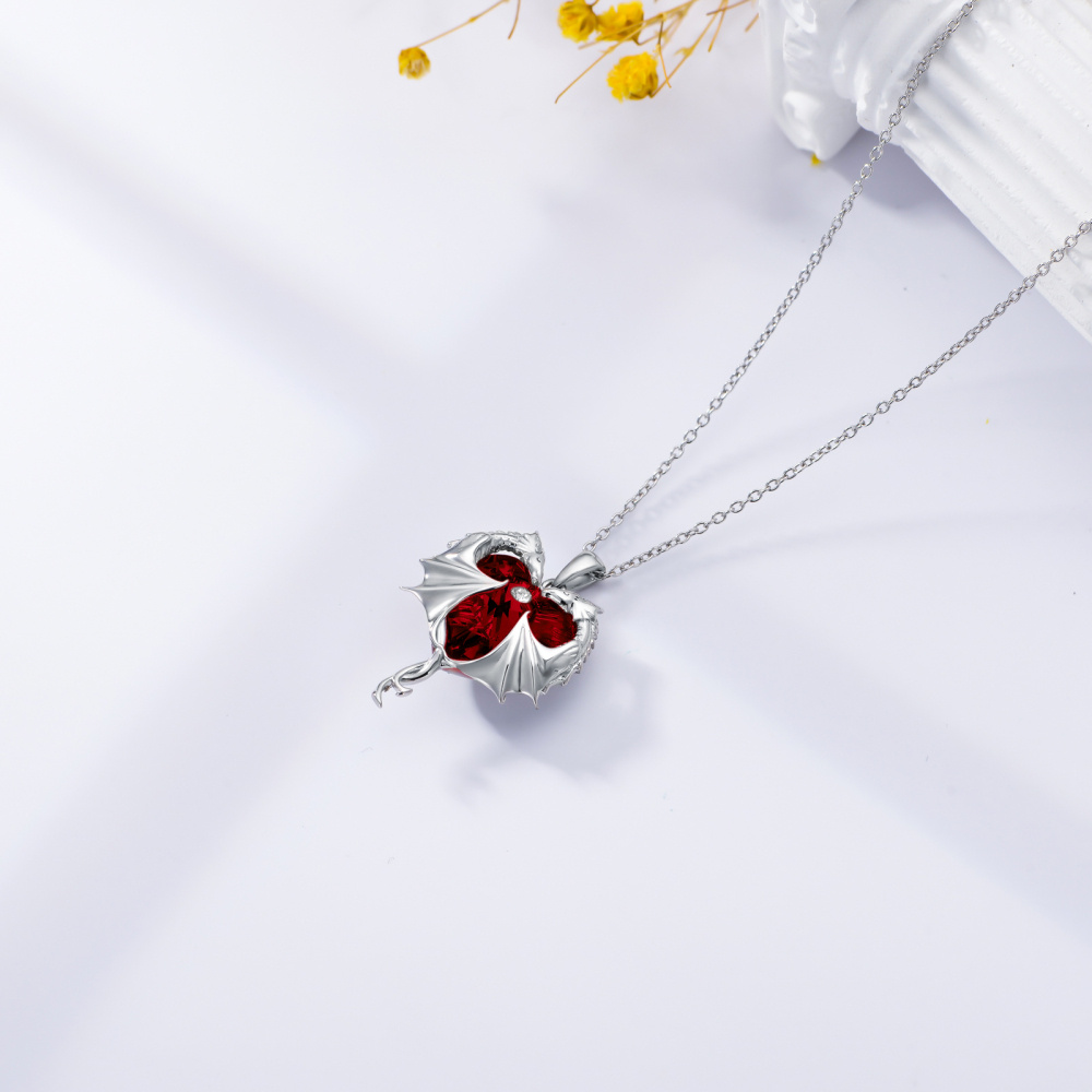 Collier avec pendentif dragon en argent sterling et cristal pour femme-6