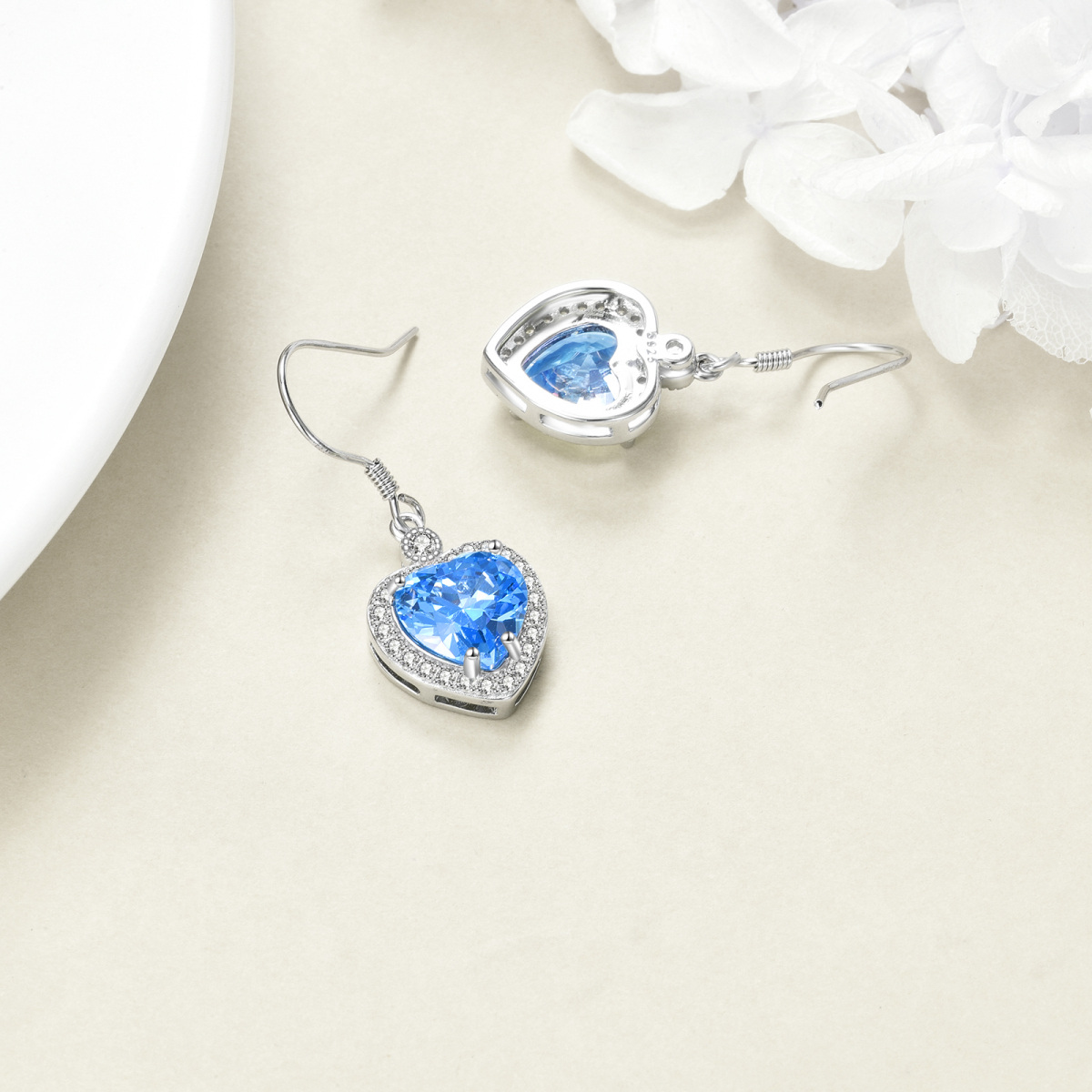 Boucles d'oreilles pendantes en argent sterling en forme de coeur avec zircon cubique-4