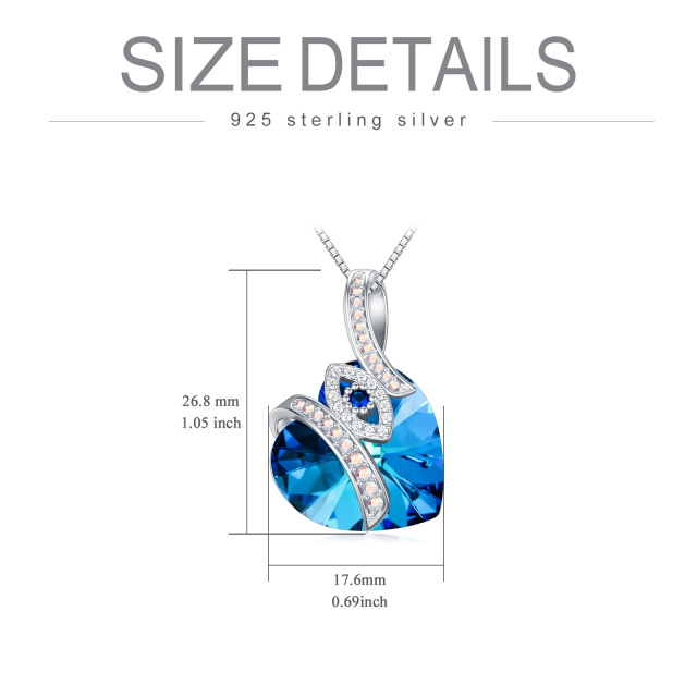 Sterling Silber Herzform Evil Eye Kristall Anhänger Halskette-5