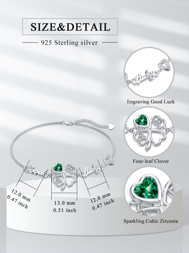 Sterling Silber Herz geformt Cubic Zirkonia vierblättrigen Klee & keltischen Knoten & Herz-5