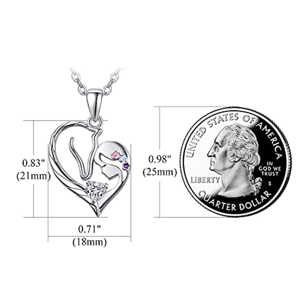 Sterling Silver Heart Costom Birthstone Horse Pendant Necklace For Women Best Friend-4