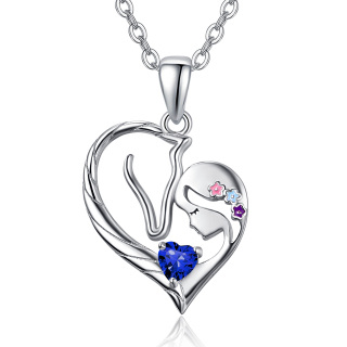 Sterling Silver Heart Costom Birthstone Horse Pendant Necklace For Women Best Friend-14