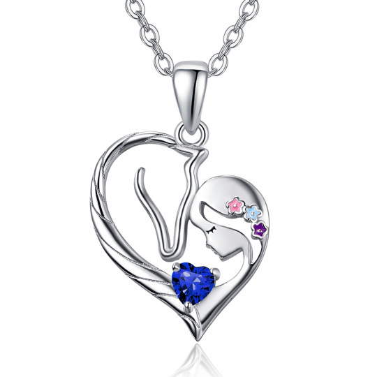 Sterling Silver Heart Costom Birthstone Horse Pendant Necklace For Women Best Friend