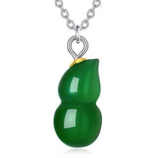 Sterling Silver Heart Shaped Jade Pendant Necklace-13