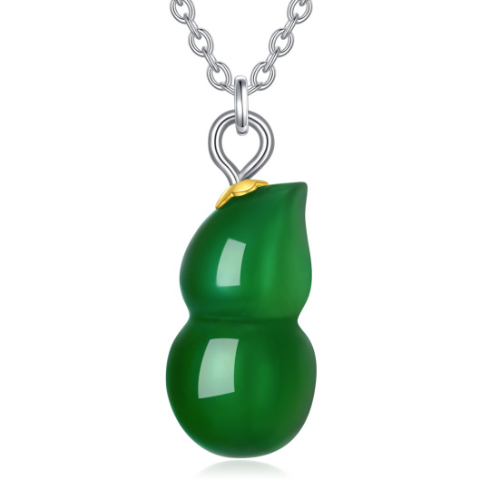 Sterling zilveren hartvormige jade hanger ketting