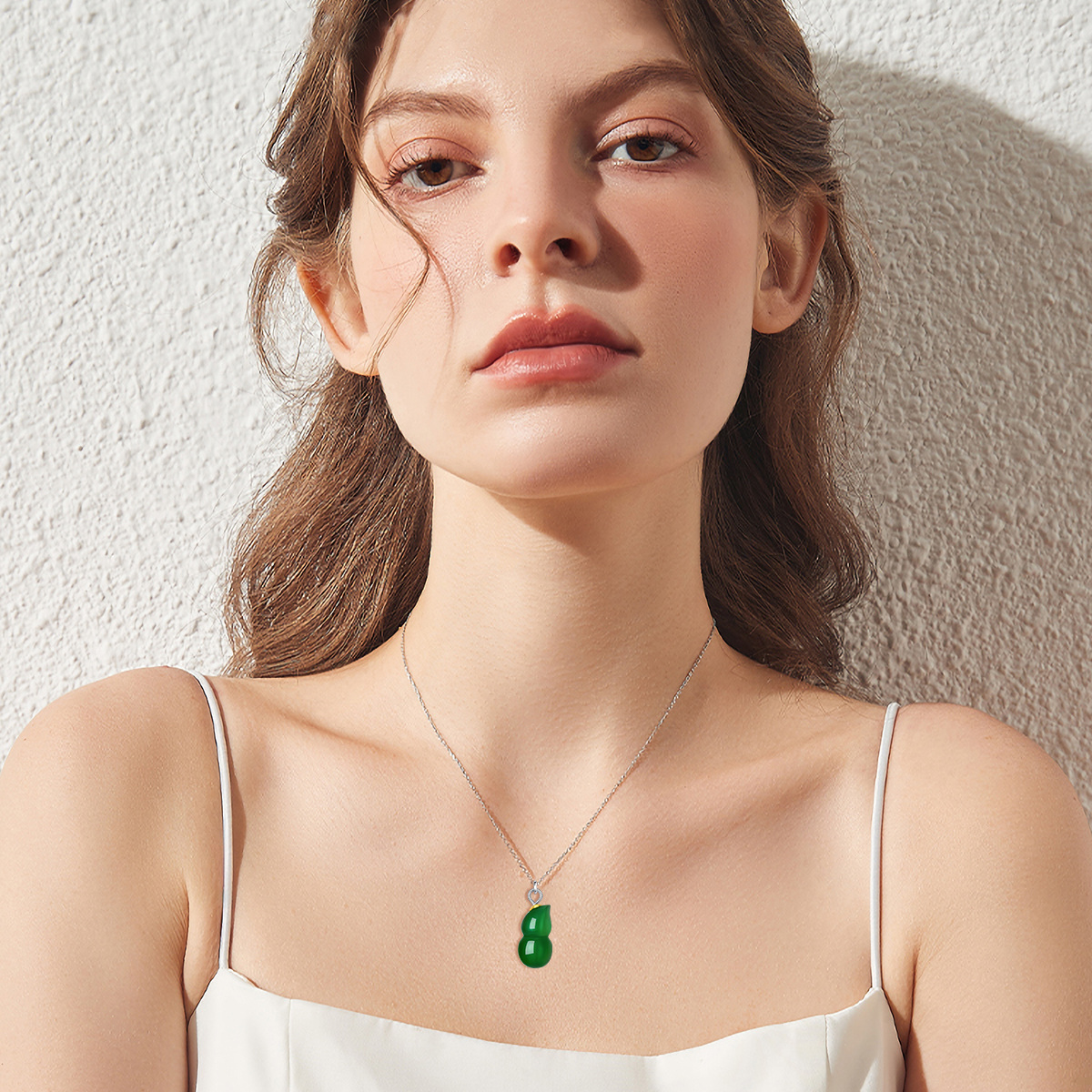 Collier en argent sterling avec pendentif en jade en forme de coeur-2