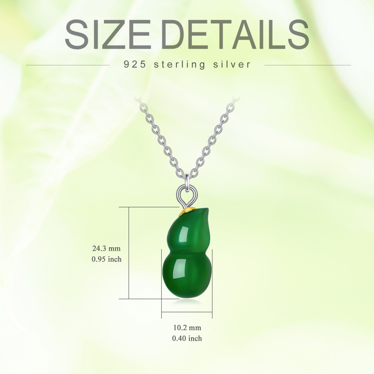 Sterling Silber Herzförmiger Jade-Anhänger Halskette-4