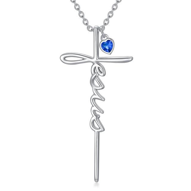 Collier en argent sterling avec pendentif Jésus à zircon cubique en forme de coeur-1