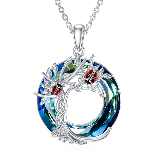 Collana con ciondolo di cristallo a forma di cuore e albero della vita in argento sterling-1