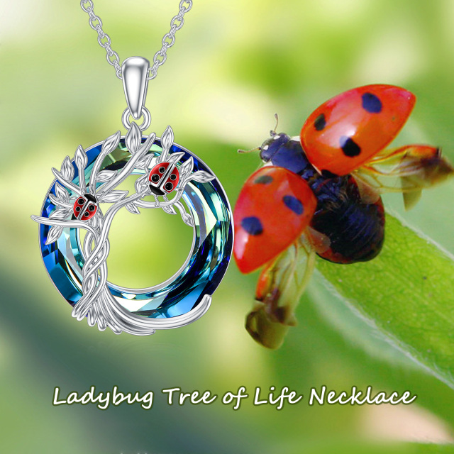 Colar com pingente Ladybug Tree of Life para mulheres em prata esterlina-6