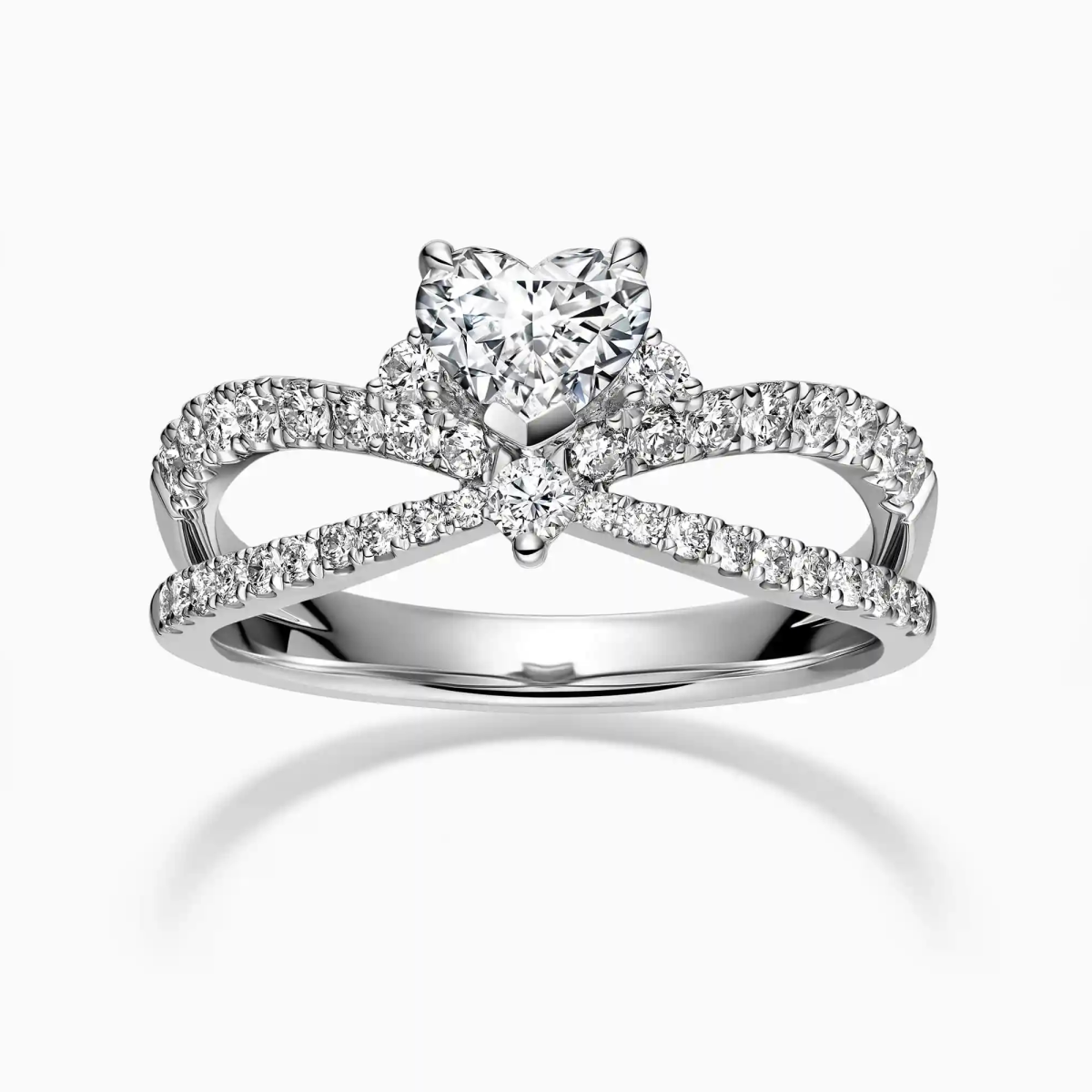 Sterling Silver Heart Moissanite Engagement Ring For Women-2