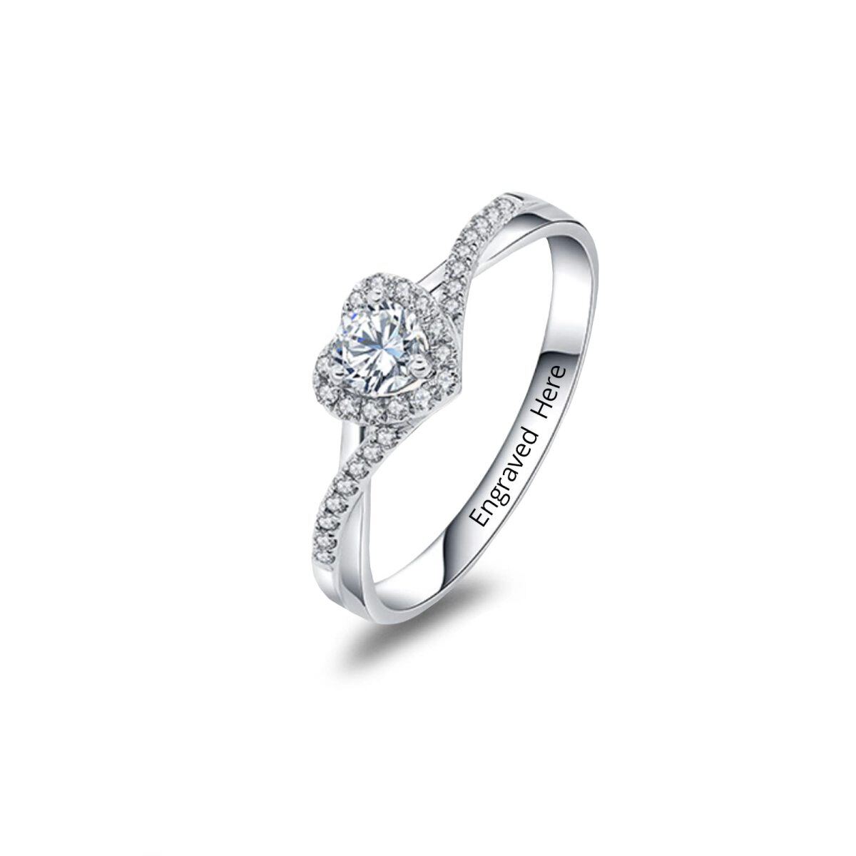 Sterling Silver Heart Moissanite Engagement Ring For Women-1