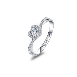Sterling Silver Heart Moissanite Engagement Ring For Women-22