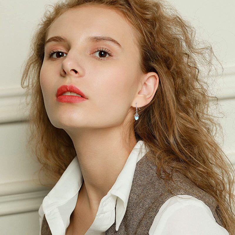 Sterling Silver Heart Shaped Moonstone Celtic Knot Drop Earrings-3