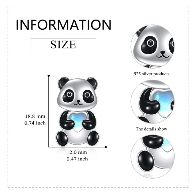 Sterling zilveren hartvormige maansteen Panda Jacket oorbellen-5