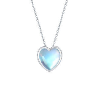 Sterling Silver Heart Moonstone Pendant Necklace For Women-20