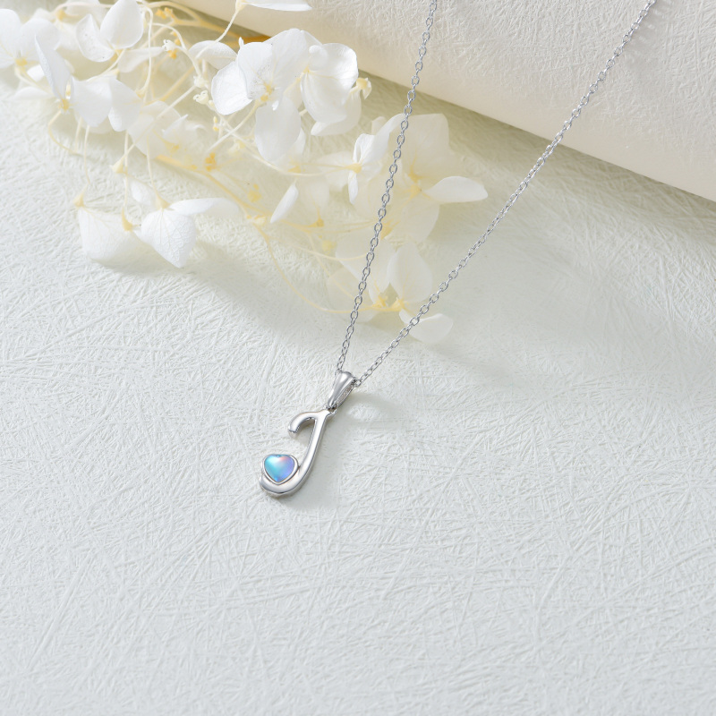 Sterling Silver Heart Moonstone Personalized Initial Letter J Pendant Necklace For Women Best Friends-4