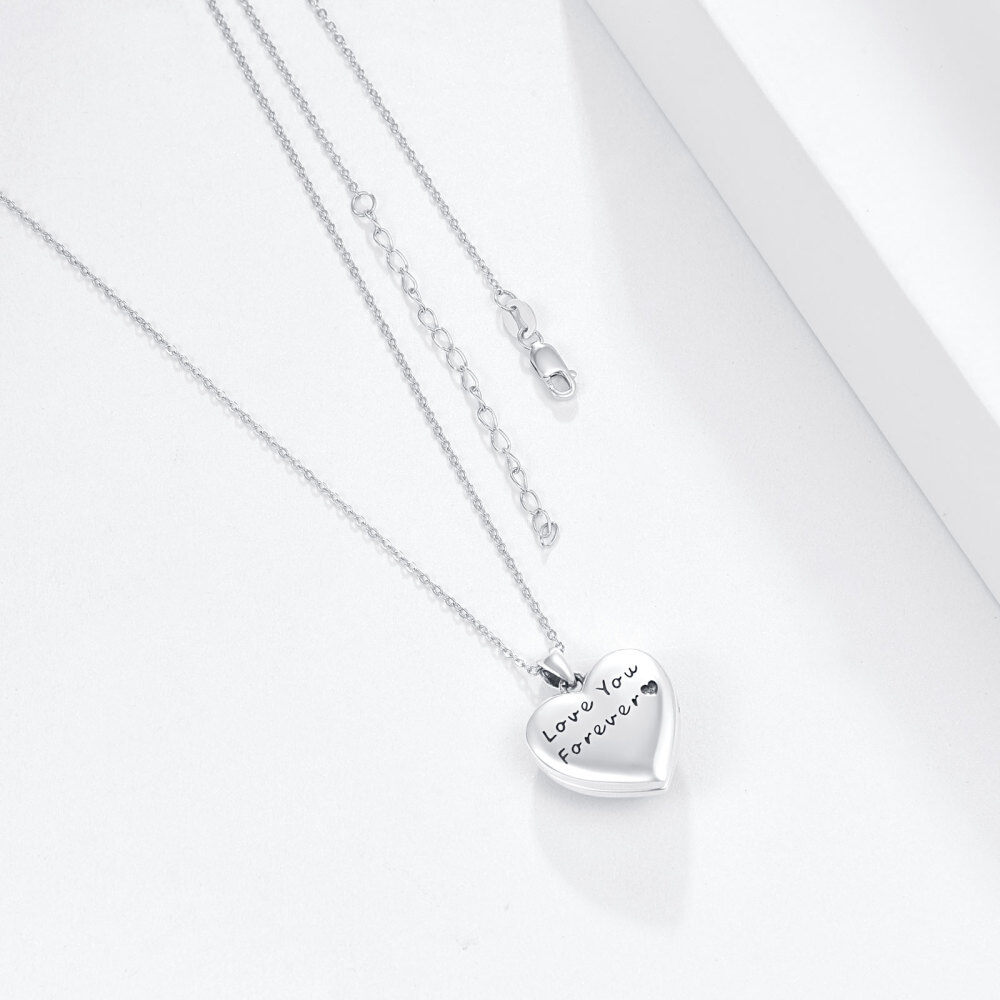 Colar com medalhão de foto personalizado com pedra lunar de coração em prata esterlina com palavra gravada-5