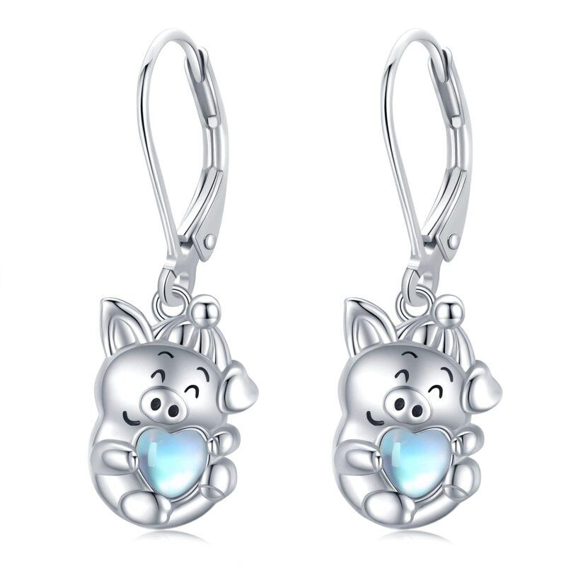 Orecchini a leva a forma di cuore in pietra di luna in argento sterling-7