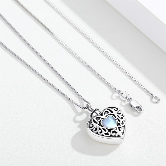 Collana con urna a forma di cuore in pietra di luna in argento sterling per le ceneri-3