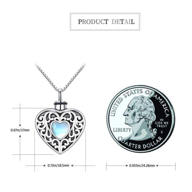 Collana con urna a forma di cuore in pietra di luna in argento sterling per le ceneri-5