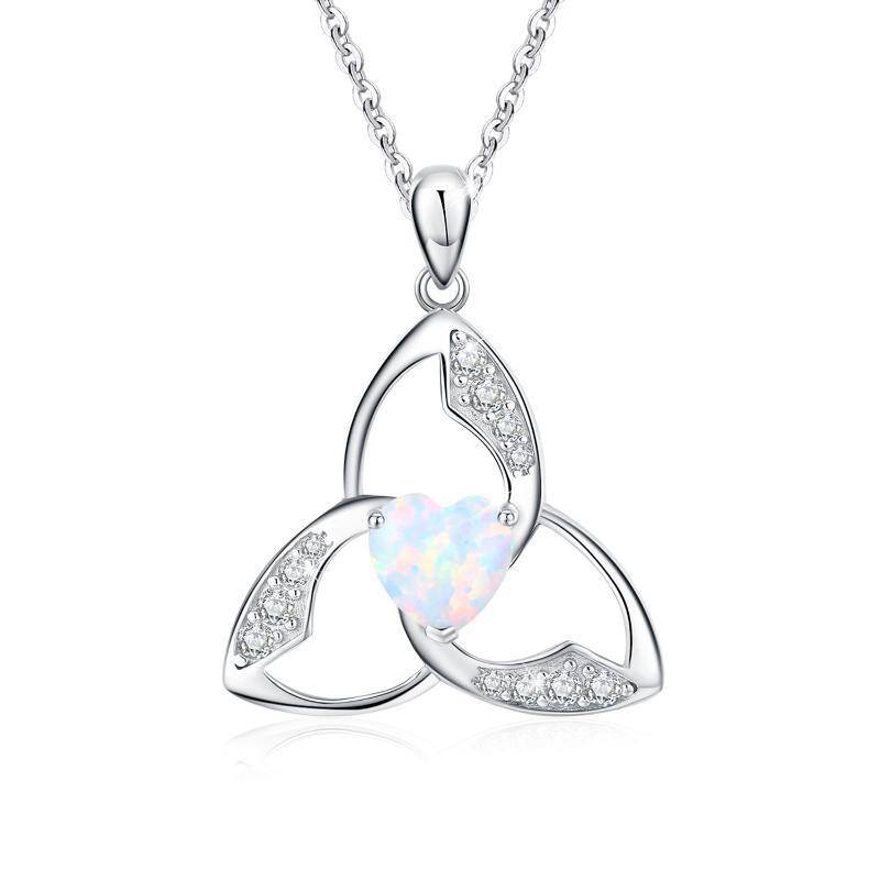 Collana con ciondolo a forma di cuore in argento sterling e nodo celtico in opale-1