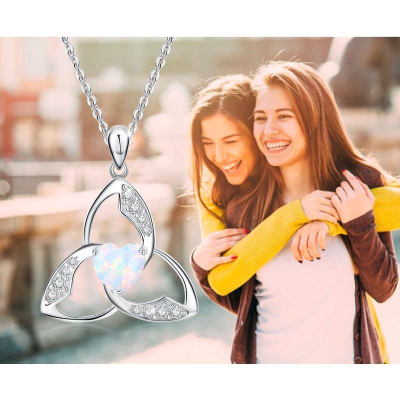 Collana con ciondolo a forma di cuore in argento sterling e nodo celtico in opale-4