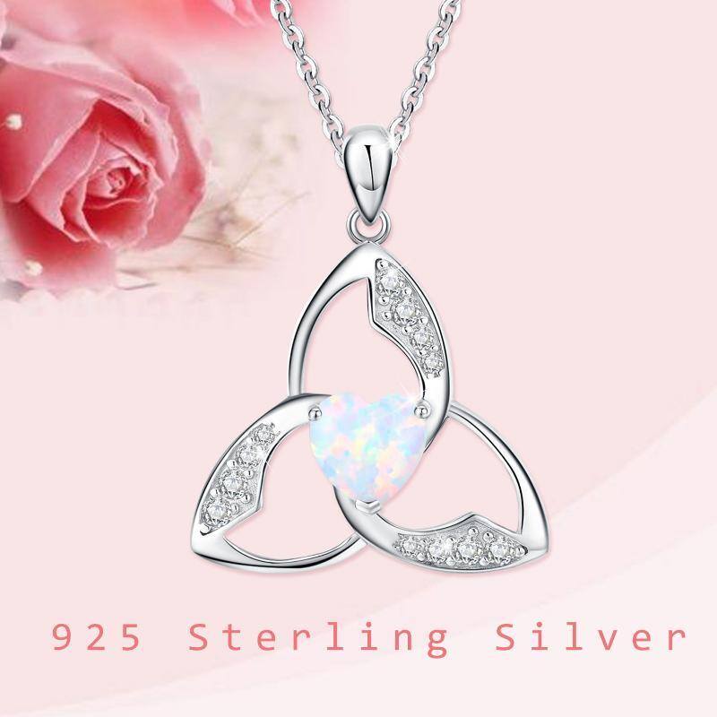 Collana con ciondolo a forma di cuore in argento sterling e nodo celtico in opale-6