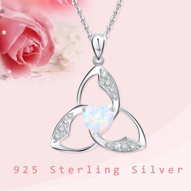 Collier en argent sterling avec pendentif nœud celtique en forme de coeur en opale-6