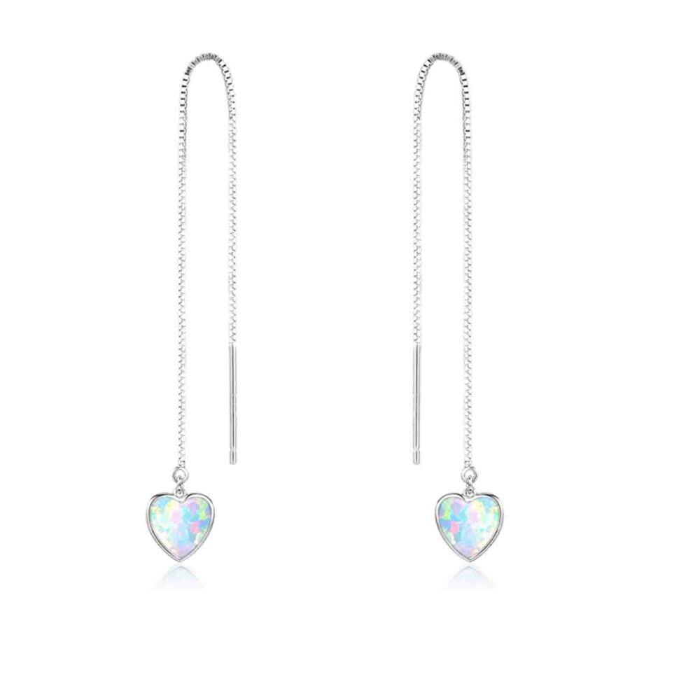 Pendientes colgantes de plata de ley con forma de corazón y ópalo para mujer-1