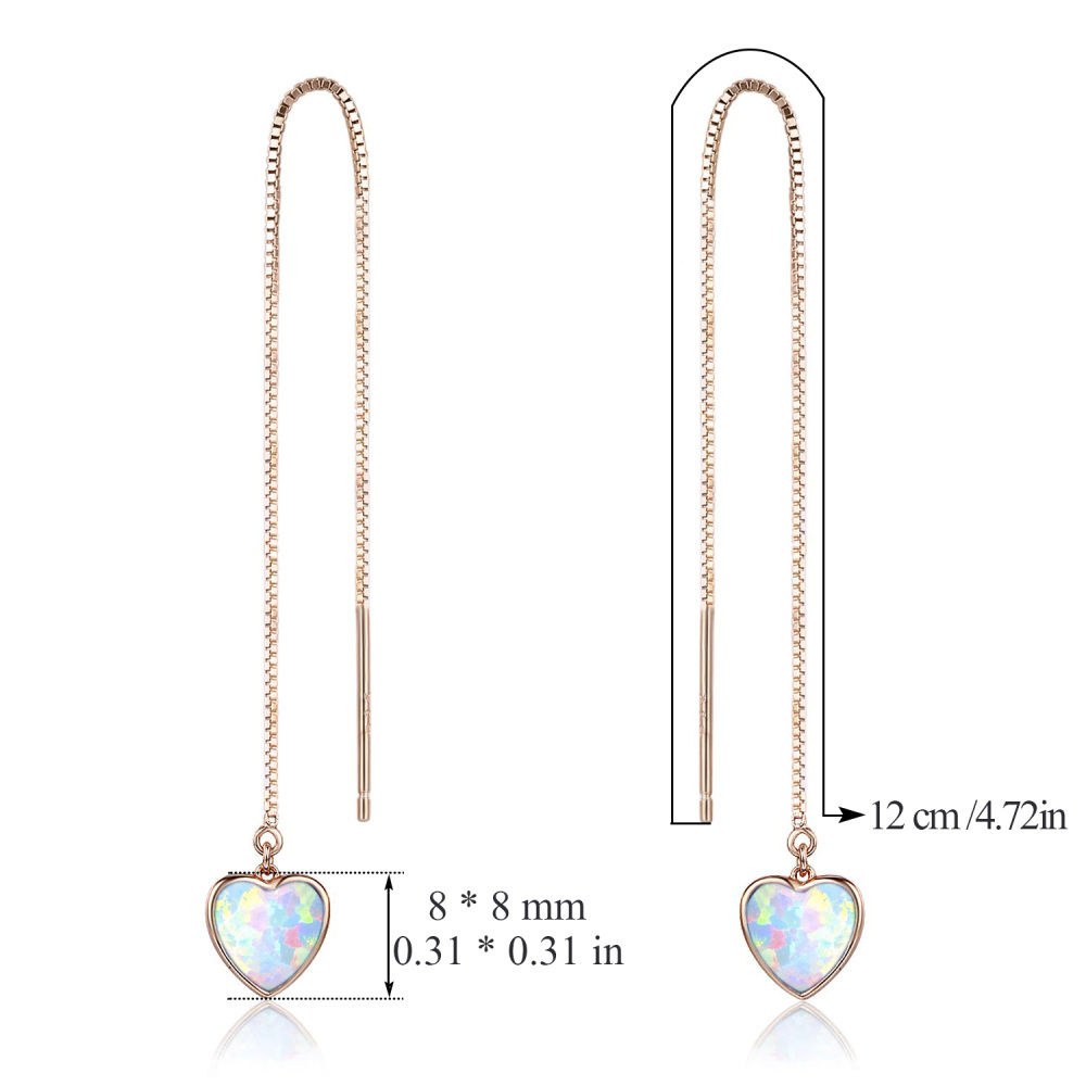 Pendientes colgantes de plata de ley con forma de corazón y ópalo para mujer-5