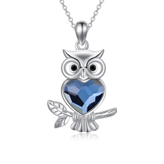 Sterling Silver Heart Crystal Owl Pendant Necklace For Women Best Friends-59