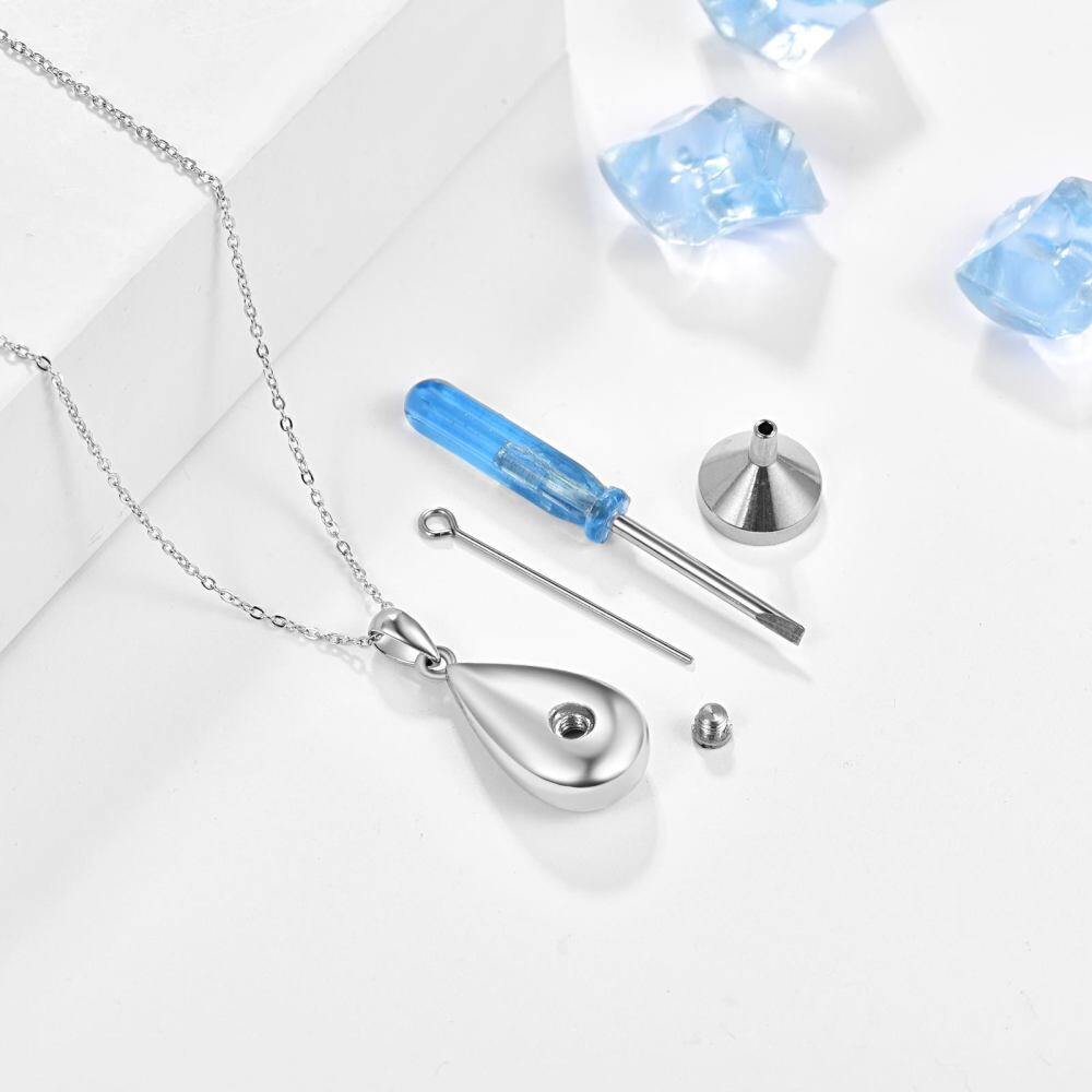 Sterlingsilber-Herz-Urnen-Halskette mit kubischem Zirkonia und Pfoten-Tropfen-Herz-4