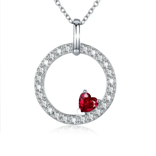 Sterling Silver Heart Shaped Cubic Zirconia Heart Pendant Necklace