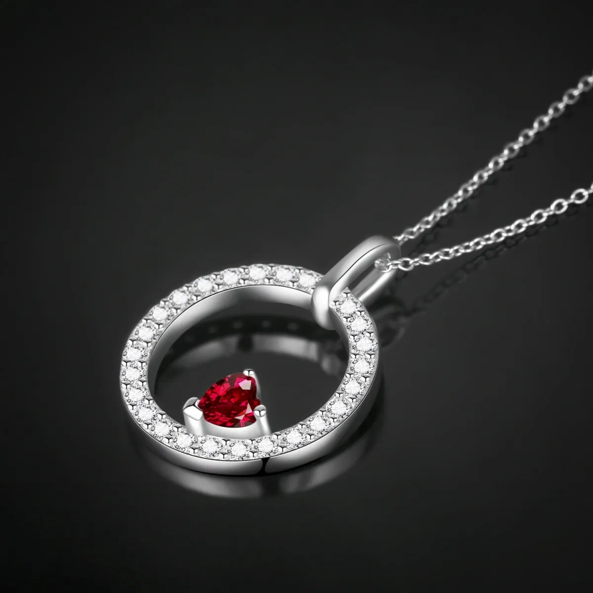 Sterling Silver Heart Cubic Zirconia Pendant Necklace For Women-3