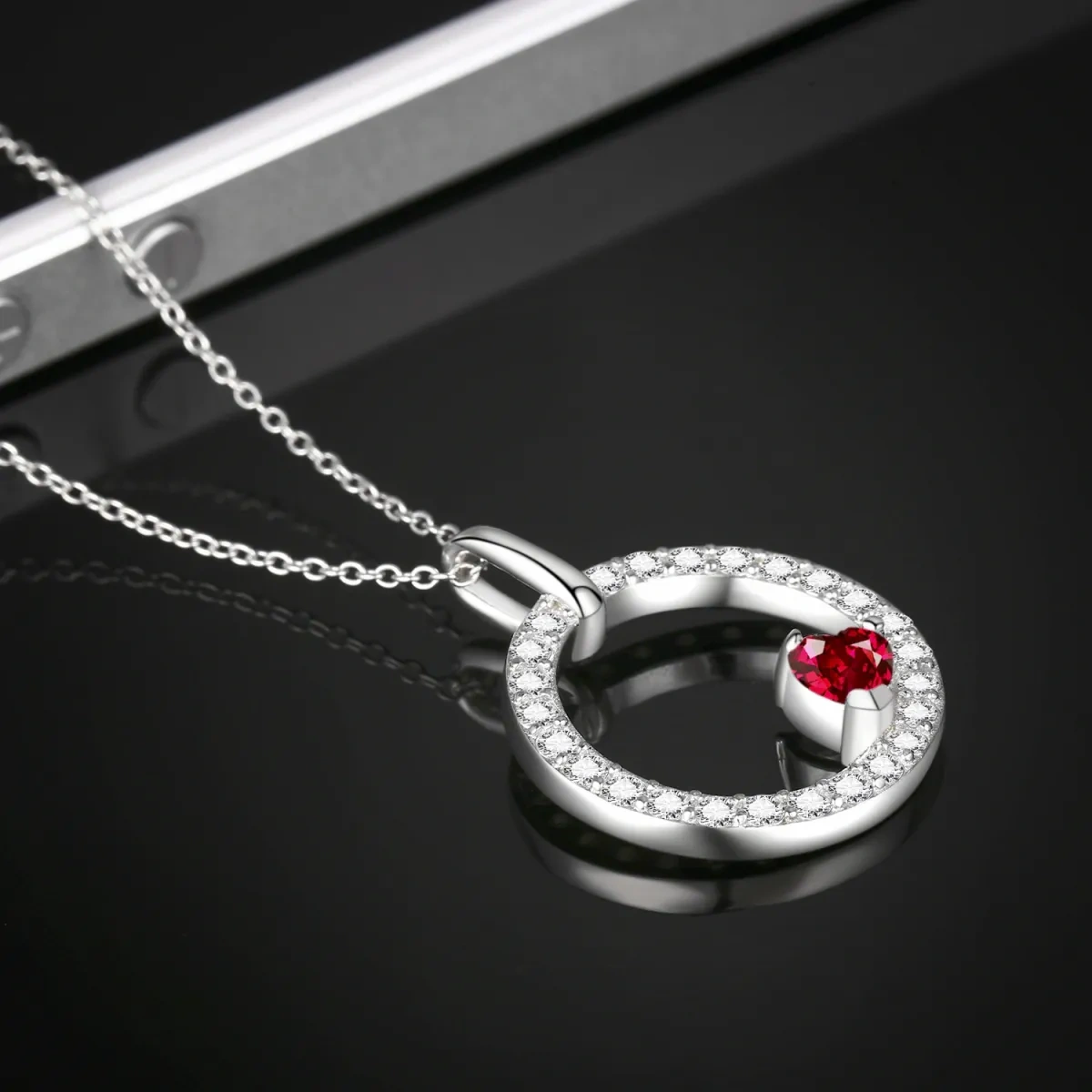 Collar con colgante de circonita cúbica en forma de corazón de plata de ley para mujer-4