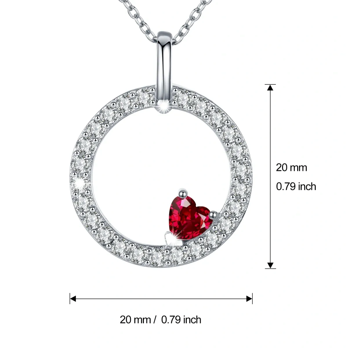 Sterling Silver Heart Cubic Zirconia Pendant Necklace For Women-5