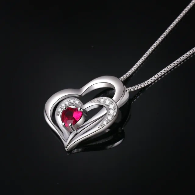 Collana con ciondolo a forma di cuore con zirconia cubica in argento sterling-2